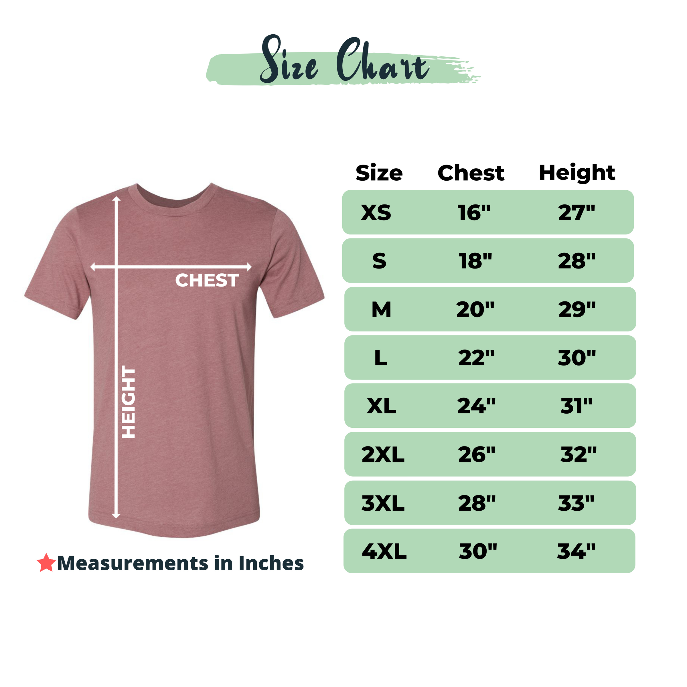 bella t shirts sizing